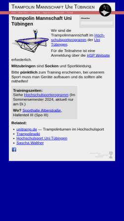 Vorschau der mobilen Webseite trampotuebisch.de, Trampolinturnen an der Universität Tübingen