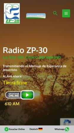 Vorschau der mobilen Webseite www.zp30.com.py, Radio ZP-30