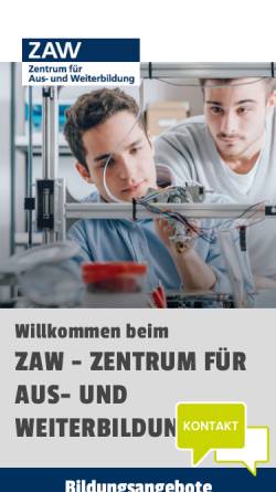Vorschau der mobilen Webseite www.zaw-nuernberg.de, Zentrum für Aus- und Weiterbildung in der Metropolregion Nürnberg GmbH