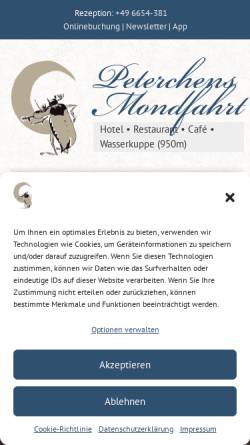 Vorschau der mobilen Webseite www.peterchens-mondfahrt.de, Peterchens Mondfahrt - Hotel, Restaurant und Café