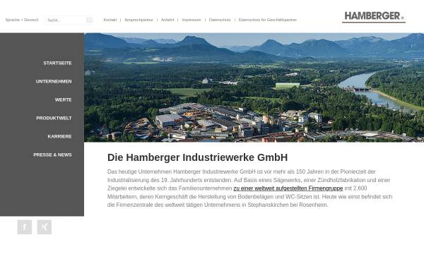 Vorschau von www.hamberger.de, Hamberger Industriewerke GmbH