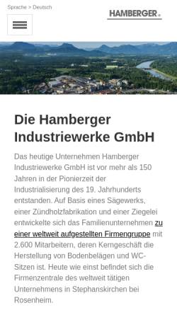 Vorschau der mobilen Webseite www.hamberger.de, Hamberger Industriewerke GmbH