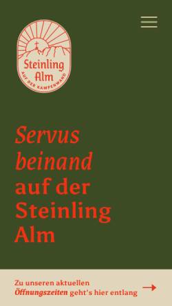 Vorschau der mobilen Webseite www.steinlingalm.de, Die Steinlingalm