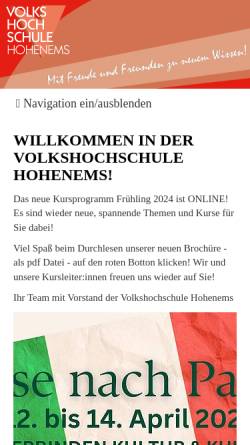 Vorschau der mobilen Webseite www.vhs-hohenems.at, Volkshochschule Hohenems