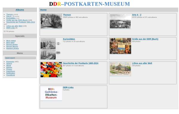Vorschau von www.ddr-postkarten-museum.de, Das erste virtuelle DDR-Postkarten-Museum