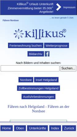 Vorschau der mobilen Webseite www.killikus.de, Killikus Nature UG