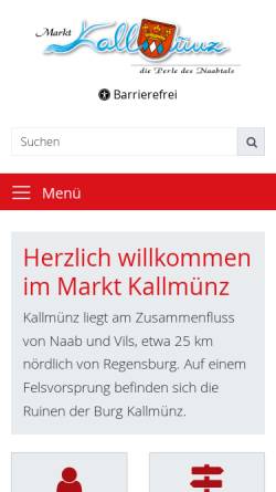Vorschau der mobilen Webseite www.kallmuenz.de, Markt Kallmünz
