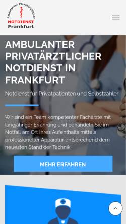 Vorschau der mobilen Webseite apnf.de, Ambulanter Privatärztlicher Notdienst Frankfurt
