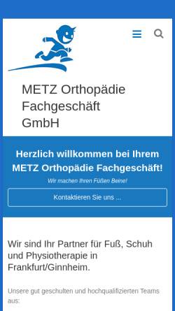 Vorschau der mobilen Webseite www.metzworld.de, Metz Orthopädie Fachgeschäft