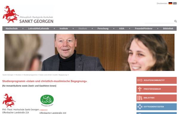Vorschau von www.sankt-georgen.de, Studienprogramm »Islam und christlich-muslimische Begegnung«
