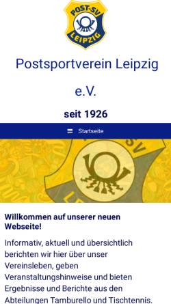 Vorschau der mobilen Webseite www.postsportverein-leipzig.de, Postsportverein Leipzig e.V.