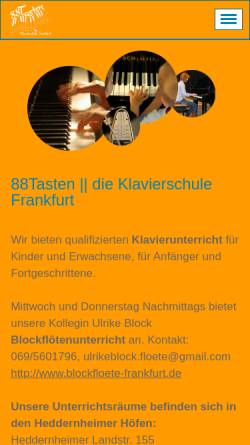 Vorschau der mobilen Webseite www.88tasten-frankfurt.de, 88Tasten
