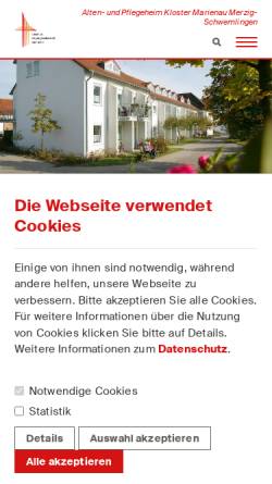 Vorschau der mobilen Webseite www.ah-schwemlingen.de, Alten- und Pflegeheim Kloster Marienau Schwemlingen