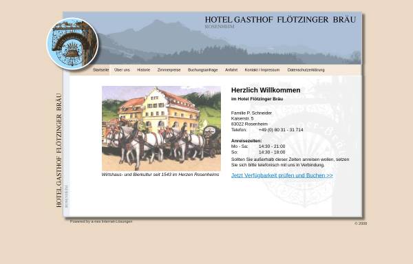 Vorschau von www.hotel-floetzinger.de, Hotel Gasthof Flötzinger Bräu