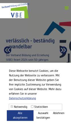 Vorschau der mobilen Webseite vbe.de, VBE Verband Bildung und Erziehung