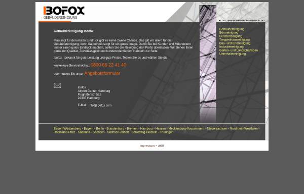 Vorschau von www.ibofox.com, Ibofox Gebäudereinigung Hamburg