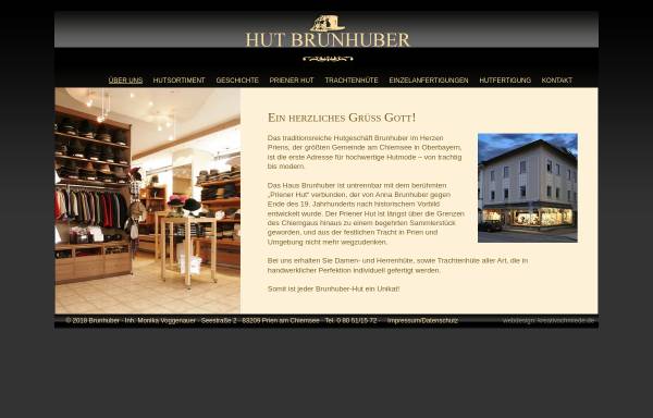 Vorschau von www.hut-brunhuber.de, Brunhuber Hut-und Kindertrachtenmode