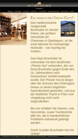 Vorschau der mobilen Webseite www.hut-brunhuber.de, Brunhuber Hut-und Kindertrachtenmode
