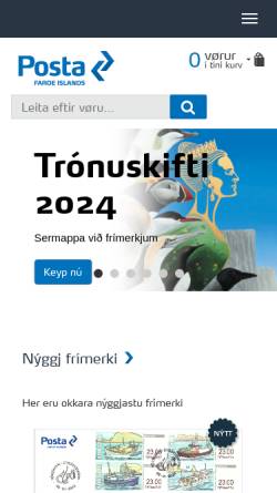Vorschau der mobilen Webseite stamps.fo, Färöische Briefmarken