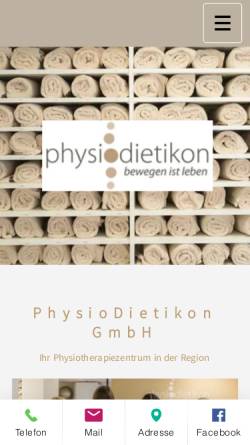 Vorschau der mobilen Webseite www.physiodietikon.ch, Physiotherapie im Zentrum