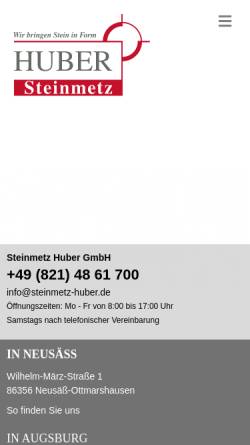 Vorschau der mobilen Webseite steinmetz-huber.de, Steinmetz Huber GmbH