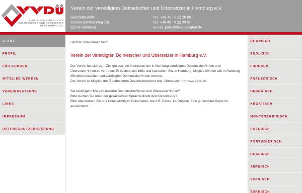 Vorschau von dievereidigten.de, Verein der Vereidigten Dolmetscher und Übersetzer in Hamburg e.V.