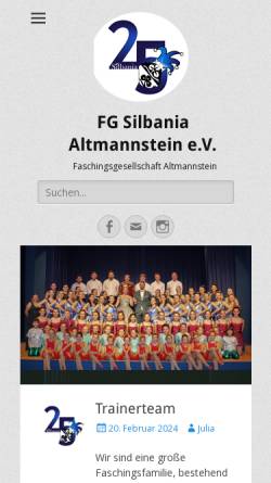 Vorschau der mobilen Webseite www.silbania.de, Silbania Altmannstein e.V.