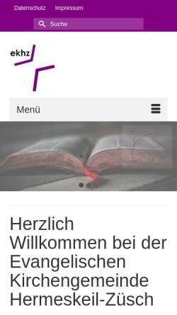 Vorschau der mobilen Webseite www.ekhz.de, Evangelische Kirchengemeinde Hermeskeil-Züsch