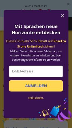 Vorschau der mobilen Webseite www.rosettastone.de, Rosetta Stone