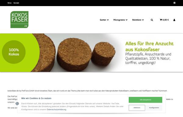 Vorschau von www.kokosfaser.de, Kokosfaser.de, Proflora GmbH