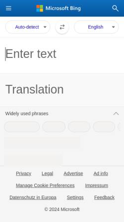 Vorschau der mobilen Webseite www.bing.com, Bing Translator