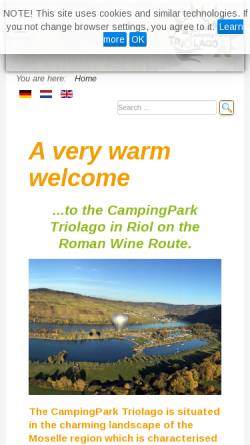 Vorschau der mobilen Webseite campingpark.triolago.eu, Campingplatz Waldsee