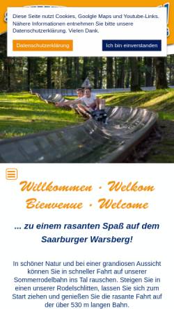 Vorschau der mobilen Webseite www.sommerrodelbahn-saarburg.de, Sommerrodelbahn Saar-Rodel