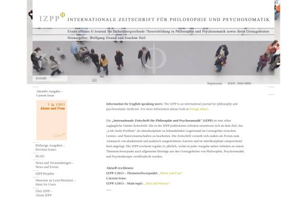 Vorschau von www.izpp.de, Internationale Zeitschrift für Philosophie und Psychosomatik