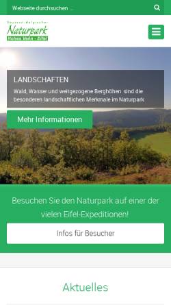 Vorschau der mobilen Webseite www.naturpark-eifel.de, Deutsch-Belgischer Naturpark Hohes Venn - Eifel