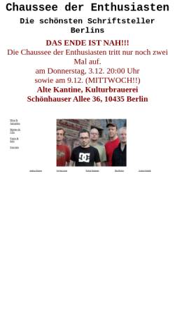 Vorschau der mobilen Webseite www.enthusiasten.de, Chaussee der Enthusiasten - Die Berliner Literaturshow