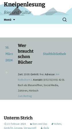 Vorschau der mobilen Webseite kneipenlesung.de, Kneipenlesung