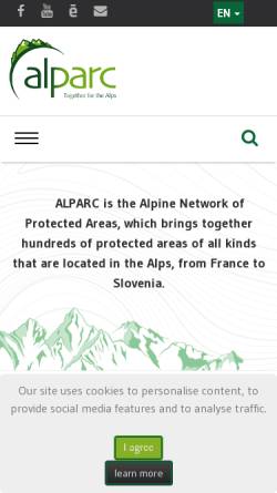 Vorschau der mobilen Webseite www.alparc.org, Netzwerk Alpiner Schutzgebiete