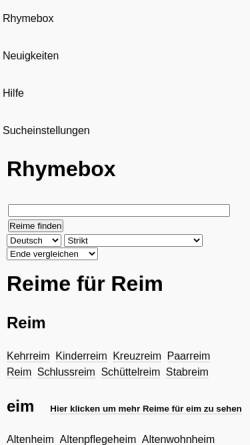 Vorschau der mobilen Webseite rhymebox.de, Rhymebox