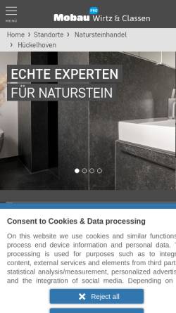 Vorschau der mobilen Webseite www.classen-natursteinhandel.de, Classen Natursteinhandel GmbH