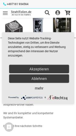 Vorschau der mobilen Webseite www.strahlfolien.de, SteinGestalter & StrahlFolien e.K.