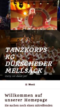 Vorschau der mobilen Webseite www.tanzkorps-duerscheid.de, Tanzkorps Dürscheid der Dürscheder Mellsäck