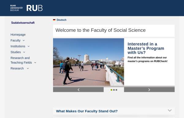 Vorschau von www.sowi.rub.de, Fakultät für Sozialwissenschaft der Ruhr-Universität Bochum