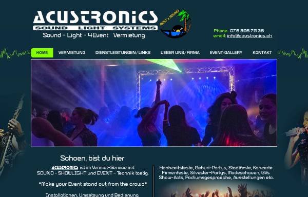 Vorschau von www.acustronics.ch, Acustronics Sound-Light-Systems