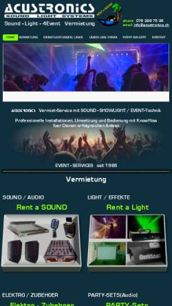 Vorschau der mobilen Webseite www.acustronics.ch, Acustronics Sound-Light-Systems