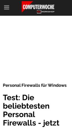 Vorschau der mobilen Webseite www.tecchannel.de, Test: Die beliebtesten Personal Firewalls - jetzt auch für Vista
