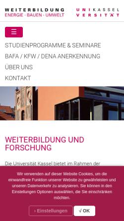 Vorschau der mobilen Webseite www.zub-kassel.de, ZUB - Zentrum für Umweltbewusstes Bauen e. V.