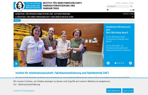 UNI Magdeburg - Institut für Arbeitswissenschaft, Fabrikautomatisierung und Fabrikbetrieb [IAF]