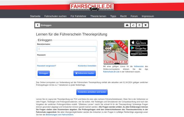 Vorschau von www.fuehrerschein-lernsystem.de, Fahrschule.de Internetdienste GmbH