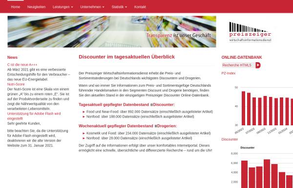Vorschau von www.preiszeiger.de, Preiszeiger Wirtschaftsinformationsdienst GmbH